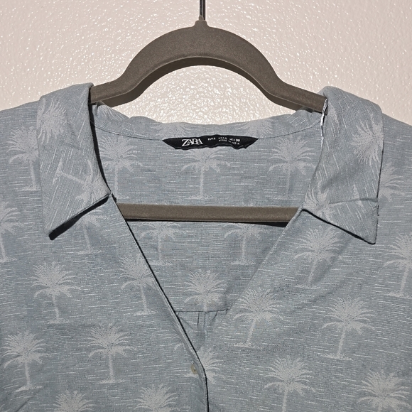 Zara Gray Cuffed Sleeve Button Down Shirt - Picture 4 of 6